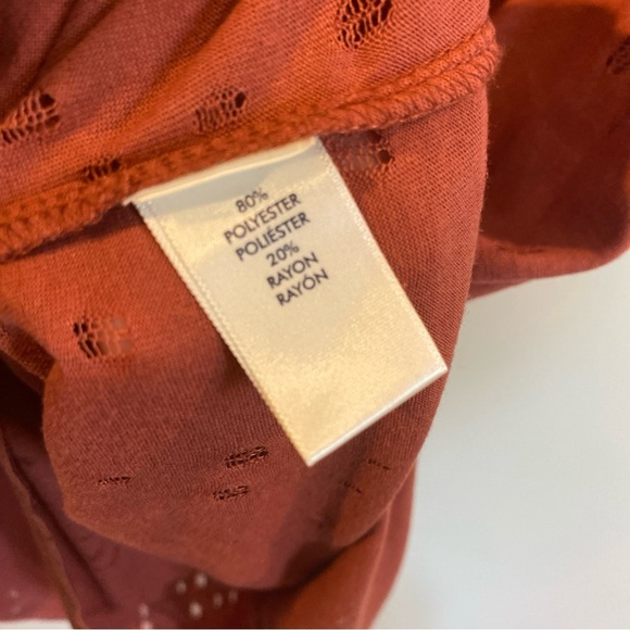 BKE Lace Up Burnout T shirt Brick Red Medium Oversized - Picture 5 of 6